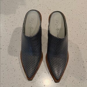 Melissa Women's Dark Blue Snakeskin Mules